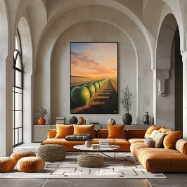 Surrealistische droomlandschap appels in schemerig poster