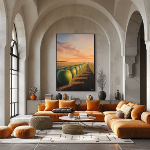 Surrealistische droomlandschap appels in schemerig poster