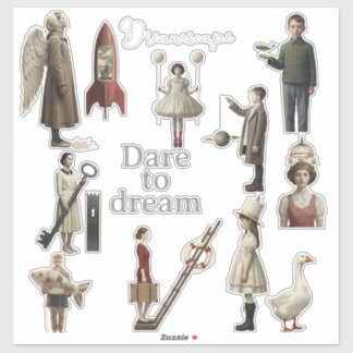 Surrealistische Droomlandschap Karakter Set Vinyl Sticker