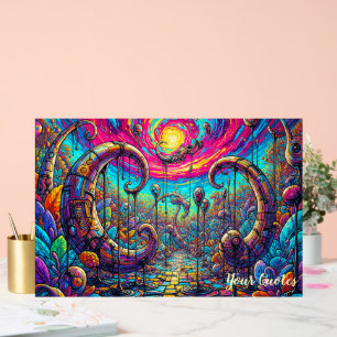 Surrealistische droomlandschap-poort Kleurrijke fa Acryl Bord