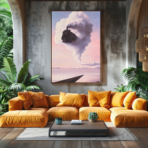 Surrealistische droomlandschap - Trein die uit de  Poster