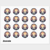 Surrealistische droomwereld etherische lucht kunst ronde sticker (Vel)