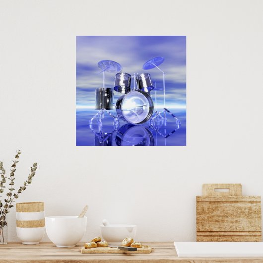 Surrealistische drumset op het Poster van de Muzie (Keuken)