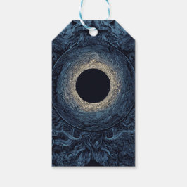 Surrealistische eclips met mythische gezichten cadeaulabel