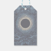 Surrealistische eclips met mythische gezichten cadeaulabel (Achterkant)