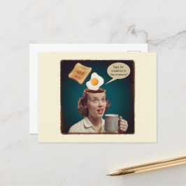 Surrealistische eieren voor ontbijt, in deze econo briefkaart