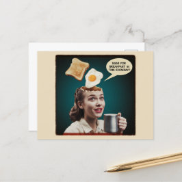 Surrealistische eieren voor ontbijt, in deze econo briefkaart