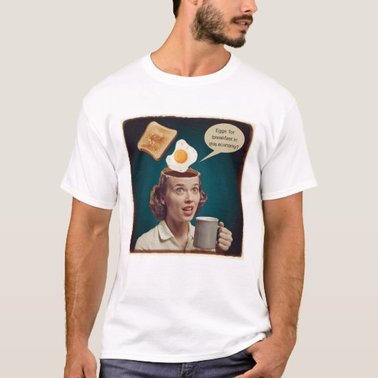 Surrealistische eieren voor ontbijt, in deze econo t-shirt (Voorkant)