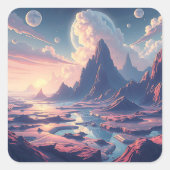 Surrealistische etherische droomachtige buitenaard vierkante sticker (Voorkant)