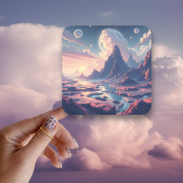 Surrealistische etherische droomachtige buitenaard vierkante sticker