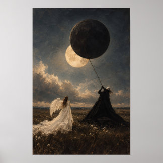 Surrealistische fantasiekunst bij eclips poster
