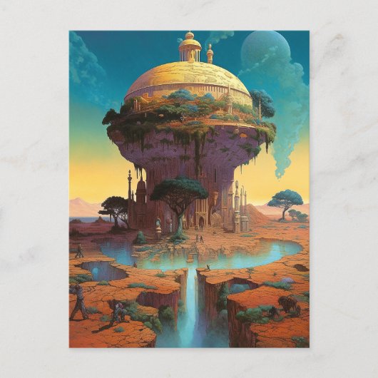 Surrealistische Fantasy City Briefkaart (Voorkant)