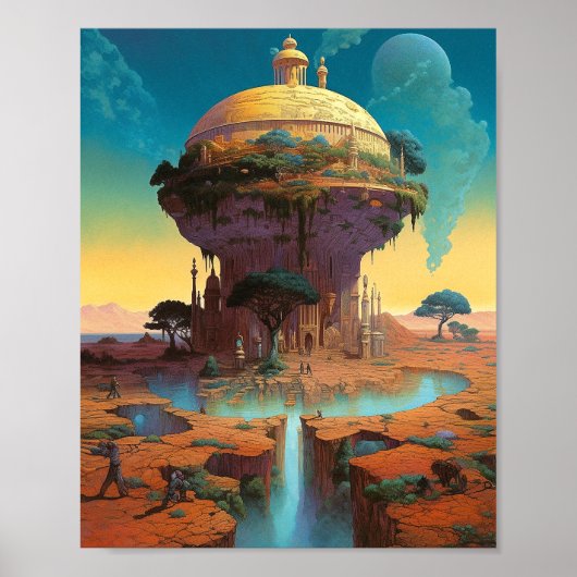 Surrealistische Fantasy City Poster (Voorkant)