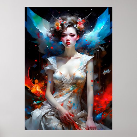 Surrealistische Fantasy Fantastisch Meisje Art AI Poster (Voorkant)