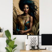 Surrealistische Fantasy Fantastische Afro Meisje A Poster (Thuiskantoor)
