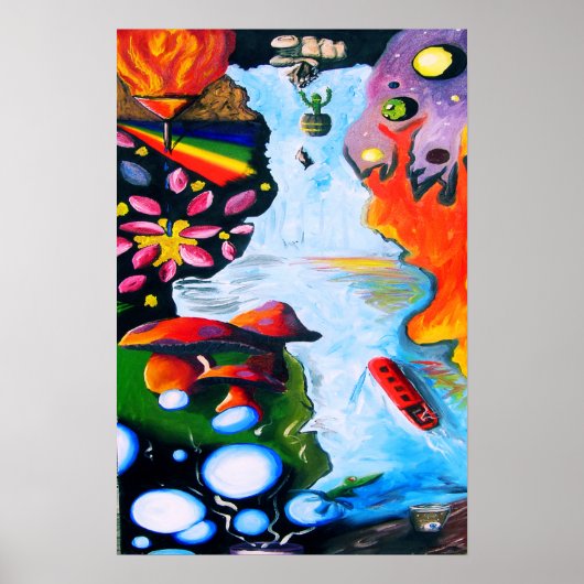 Surrealistische Fantasy Mushroom Wonderland Poster (Voorkant)