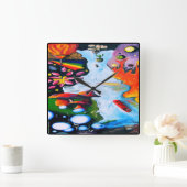 Surrealistische Fantasy Mushroom Wonderland Vierkante Klok (Huis)