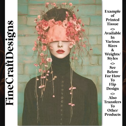 Surrealistische figuur in blinddoek, bloemen CC6 d Tissuepapier