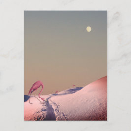 Surrealistische flamingo's in de sneeuw briefkaart
