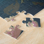 Surrealistische flamingoscène legpuzzel (Zijkant)