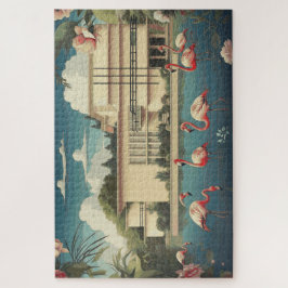 Surrealistische flamingoscène legpuzzel