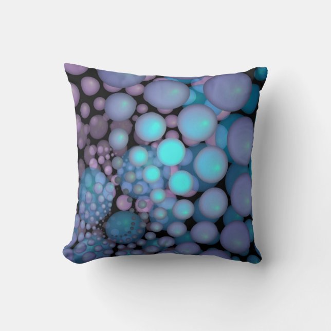 Surrealistische fractal turkooizen ballen kussen (Voorkant)