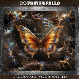 Surrealistische fractale vlinder op grillige achte tissuepapier