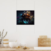 Surrealistische Futuristische Bloemen Robot Poster (Keuken)