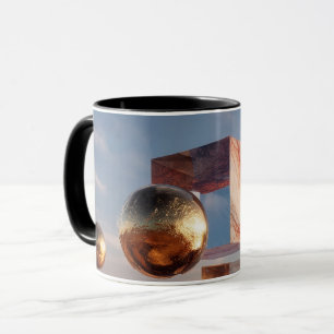 Surrealistische Geometrische Compositie Met Gouden Mok