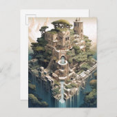 Surrealistische Geometrische stadslandschap Fantas Briefkaart (Voorkant / Achterkant)