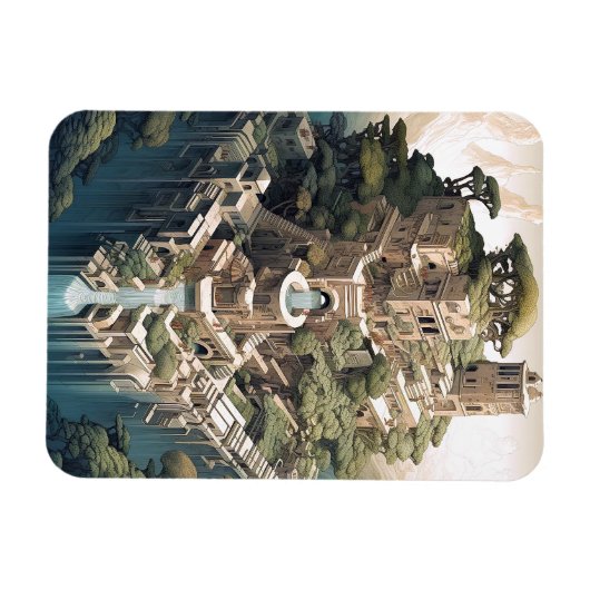 Surrealistische Geometrische stadslandschap Fantas Magneet (Horizontaal)