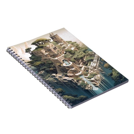 Surrealistische Geometrische stadslandschap Fantas Notitieboek (Rechterzijde)