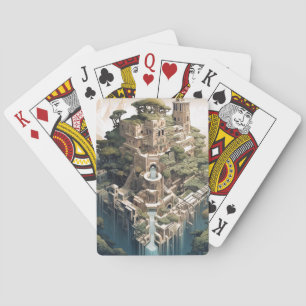 Surrealistische Geometrische stadslandschap Fantas Pokerkaarten