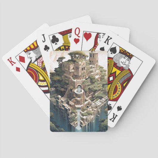 Surrealistische Geometrische stadslandschap Fantas Pokerkaarten (Achterkant)
