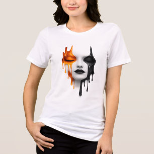Surrealistische Gesmolten Gezichtskunst Dames Graf Tri-Blend Shirt