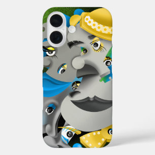 Surrealistische Gezichten & Jigsaw Puzzel iPhone 16 Hoesje