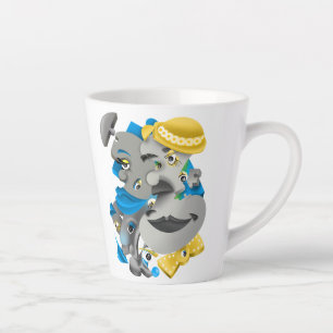 Surrealistische gezichten vet en artistieke latte mok