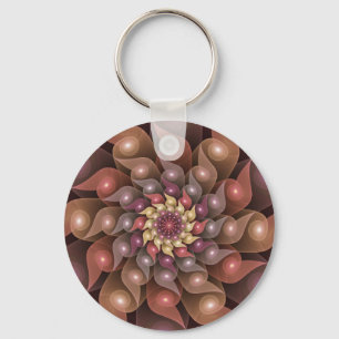 Surrealistische glanzende bloem moderne abstracte sleutelhanger
