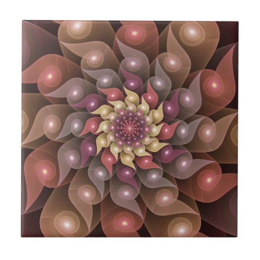 Surrealistische glanzende bloem moderne abstracte tegeltje (Voorkant)