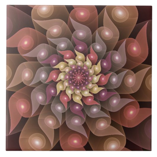 Surrealistische glanzende bloem moderne abstracte tegeltje (Voorkant)