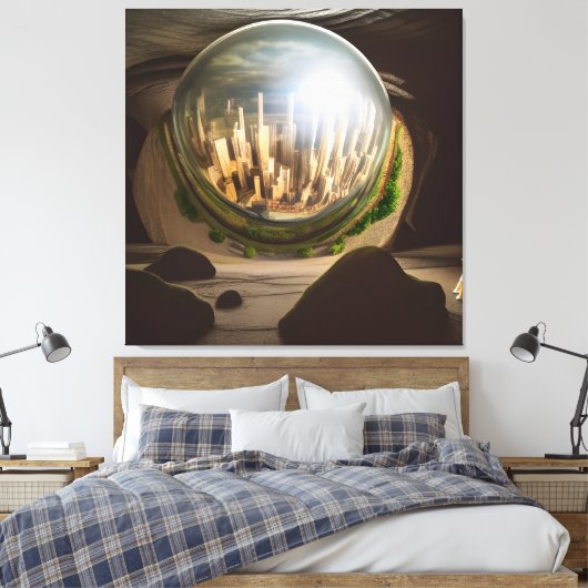 Surrealistische Glass World Plato's Cave Canvas af (Insitu (Slaapkamer))