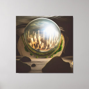 Surrealistische Glass World Plato's Cave Canvas af Afdruk