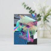 Surrealistische glitch kat collage briefkaart (Staand voorkant)