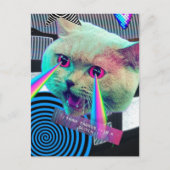 Surrealistische glitch kat collage briefkaart (Voorkant)