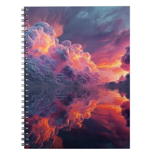Surrealistische gloeiende zonsondergangswolken wee notitieboek (Voorkant)