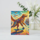 Surrealistische Golden Retriever Skateboarden Briefkaart (Staand voorkant)