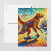 Surrealistische Golden Retriever Skateboarden Briefkaart (Voorkant / Achterkant)