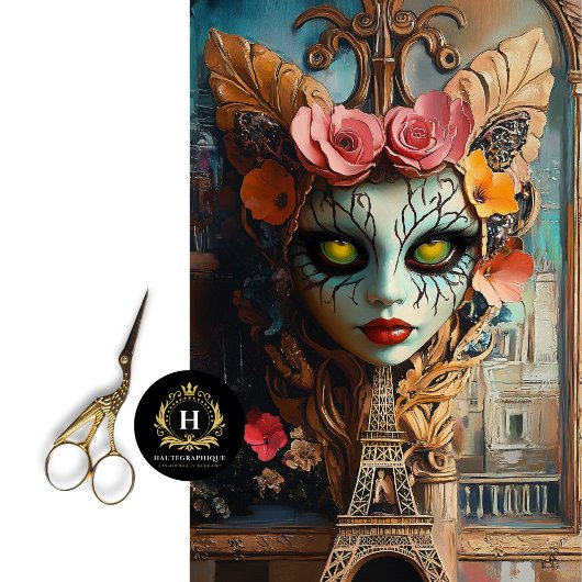 Surrealistische gotische Eiffeltoren Gargoyle Deco Tissuepapier