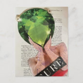 Surrealistische groene edelsteen dame collage briefkaart (Voorkant)