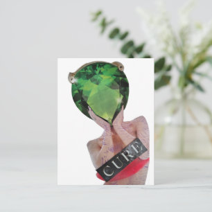 Surrealistische groene edelsteen dame collage  briefkaart